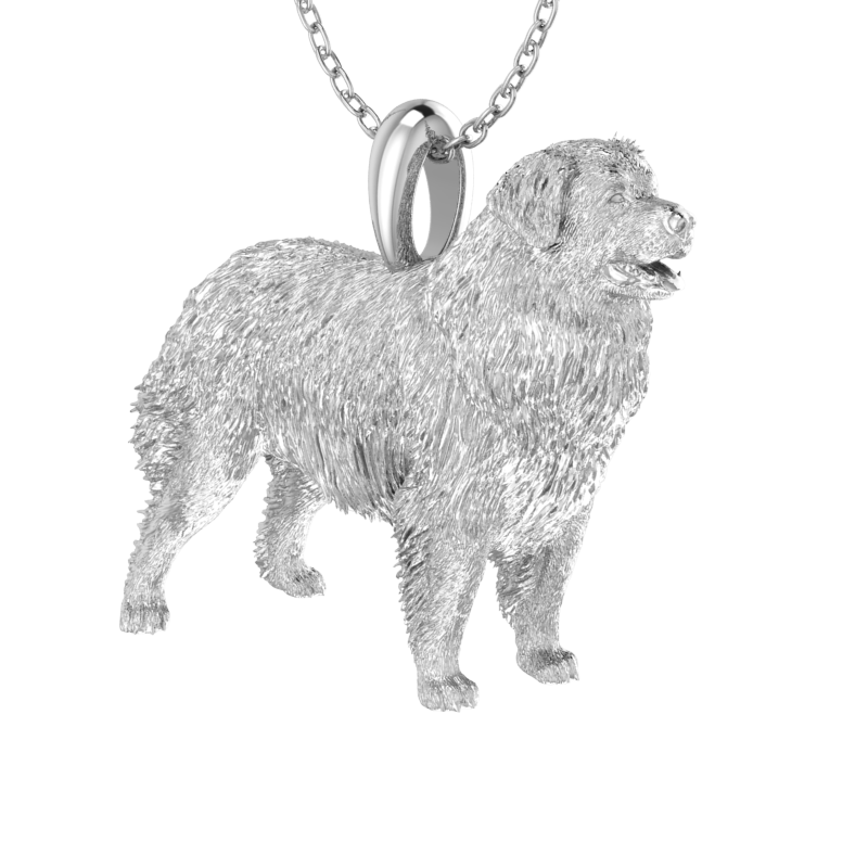 Silver dog pendant necklace with textured fur details on a chain, perfect accessory for dog lovers and jewellery enthusiasts worldwide, also available in solid gold. Made by Chris Simpson Designs in the United Kingdom.