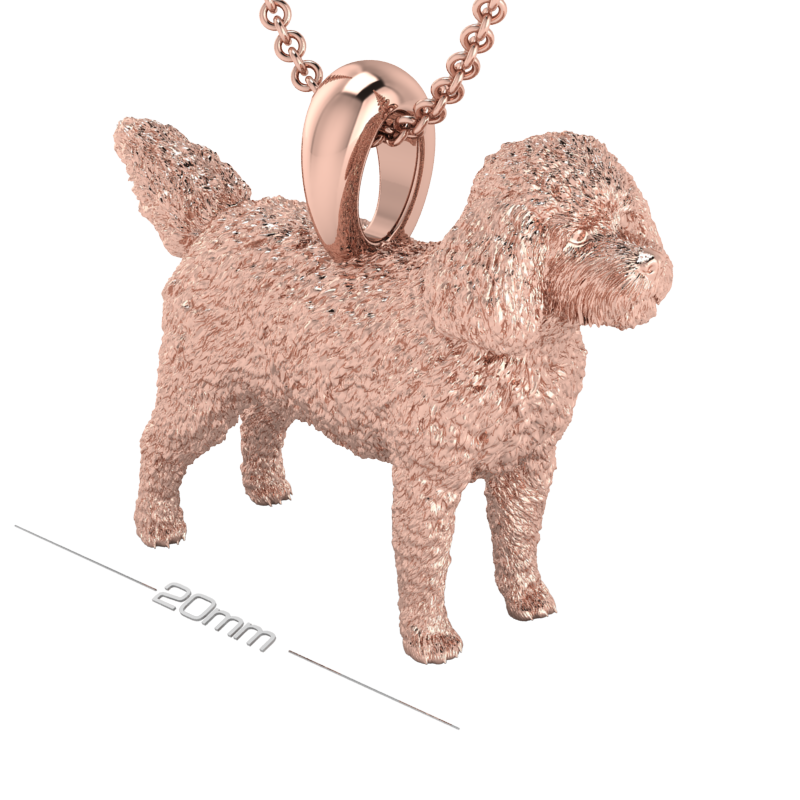 Silver dog pendant necklace with textured fur details on a chain, perfect accessory for dog lovers and jewellery enthusiasts worldwide, also available in solid gold. Made by Chris Simpson Designs in the United Kingdom.