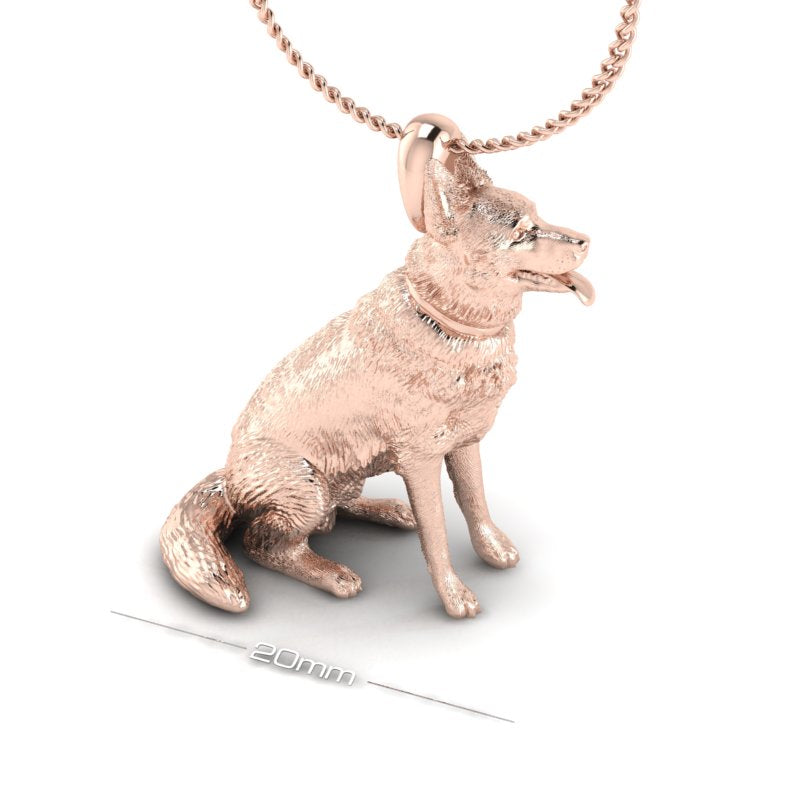 Silver dog pendant necklace with textured fur details on a chain, perfect accessory for dog lovers and jewellery enthusiasts worldwide, also available in solid gold. Made by Chris Simpson Designs in the United Kingdom.