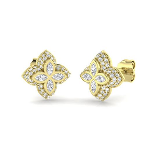 Four petal diamond earrings