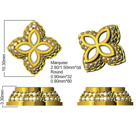 Four petal diamond earrings