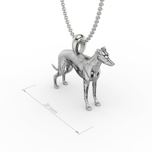 Silver dog pendant necklace with textured fur details on a chain, perfect accessory for dog lovers and jewellery enthusiasts worldwide, also available in solid gold. Made by Chris Simpson Designs in the United Kingdom.