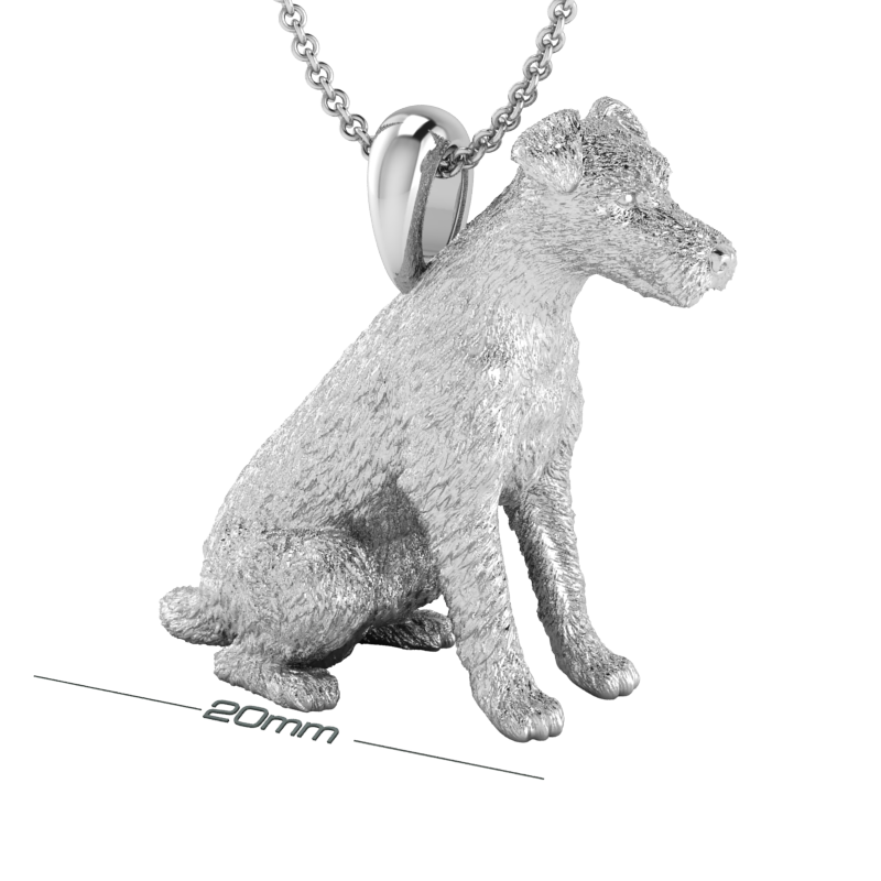 Silver dog pendant necklace with textured fur details on a chain, perfect accessory for dog lovers and jewellery enthusiasts worldwide, also available in solid gold. Made by Chris Simpson Designs in the United Kingdom.