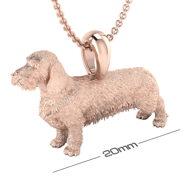 Silver dog pendant necklace with textured fur details on a chain, perfect accessory for dog lovers and jewellery enthusiasts worldwide, also available in solid gold. Made by Chris Simpson Designs in the United Kingdom.