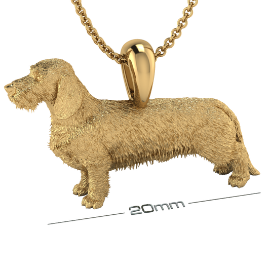 Silver dog pendant necklace with textured fur details on a chain, perfect accessory for dog lovers and jewellery enthusiasts worldwide, also available in solid gold. Made by Chris Simpson Designs in the United Kingdom.