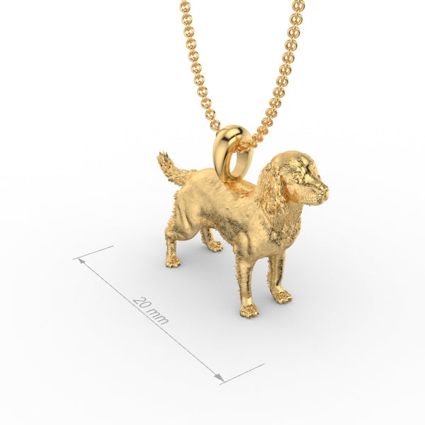 Silver dog pendant necklace with textured fur details on a chain, perfect accessory for dog lovers and jewellery enthusiasts worldwide, also available in solid gold. Made by Chris Simpson Designs in the United Kingdom.