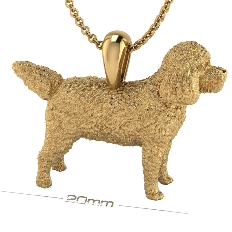 Silver dog pendant necklace with textured fur details on a chain, perfect accessory for dog lovers and jewellery enthusiasts worldwide, also available in solid gold. Made by Chris Simpson Designs in the United Kingdom.