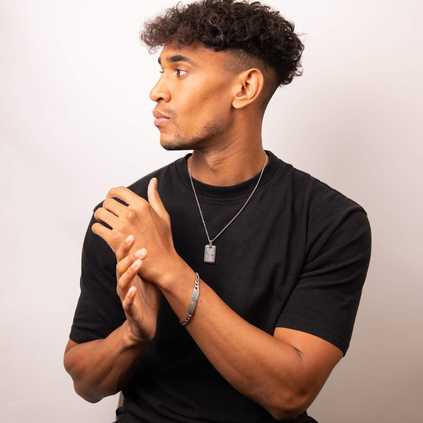 Fred Bennett Damascus Steel Rectangular Pendant