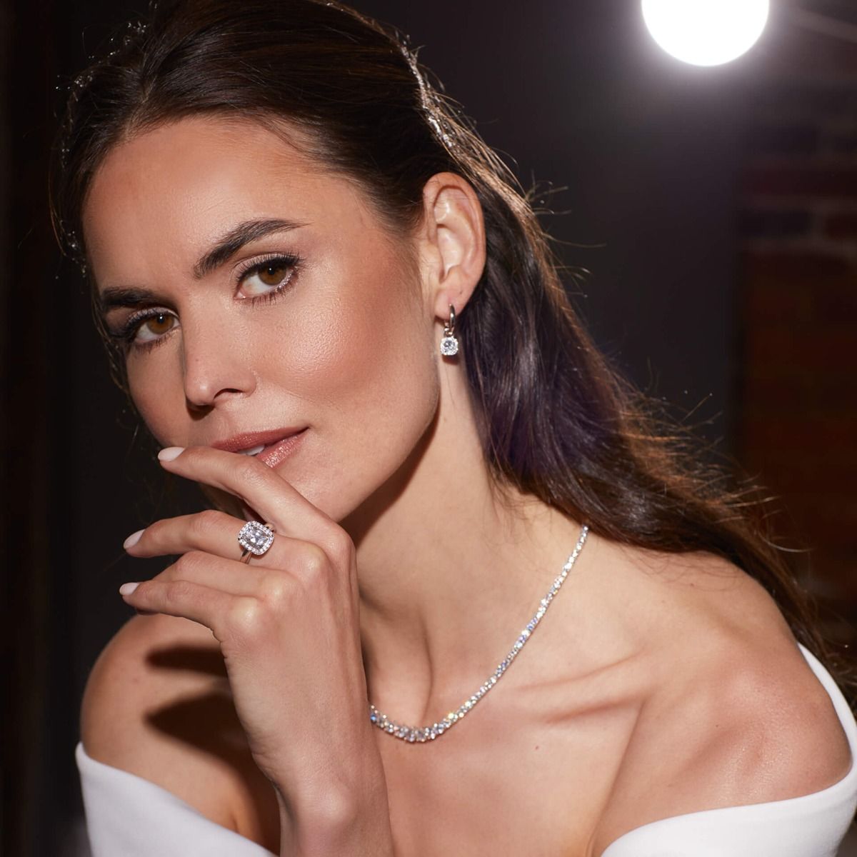 Diamonfire Graduated Zirconia Tennis Necklace