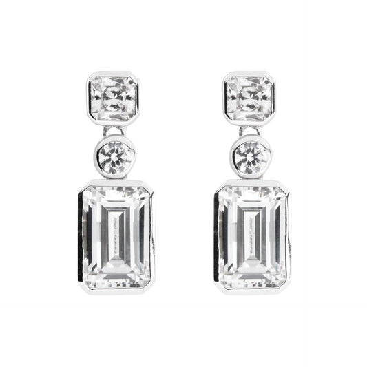 Diamonfire Tri-Stone Drop Earrings