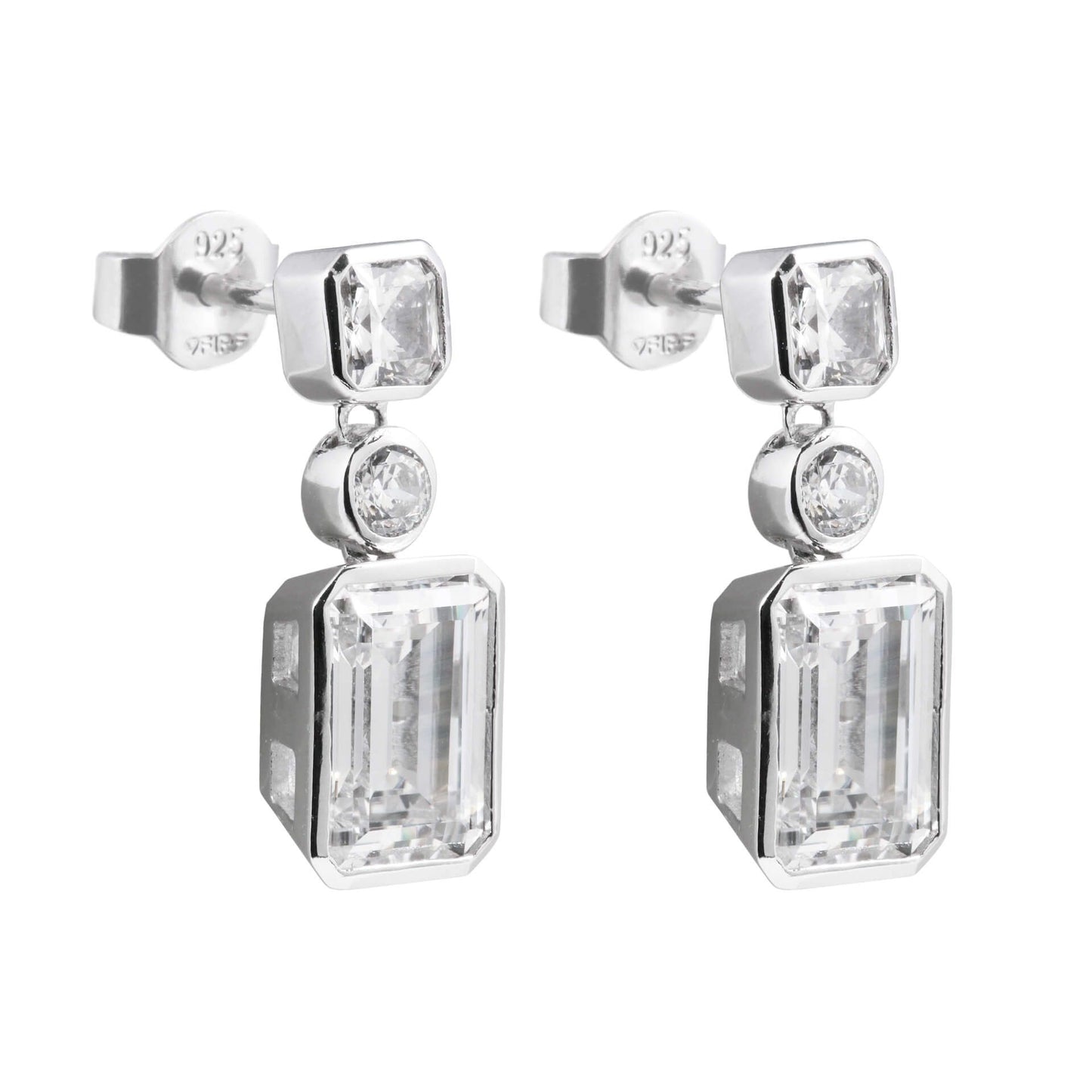 Diamonfire Tri-Stone Drop Earrings