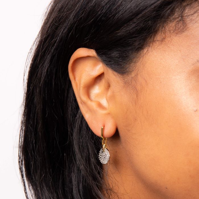 Fiorelli Organic Disc Assembled Hoop Earrings with Gradient Grey Crystal