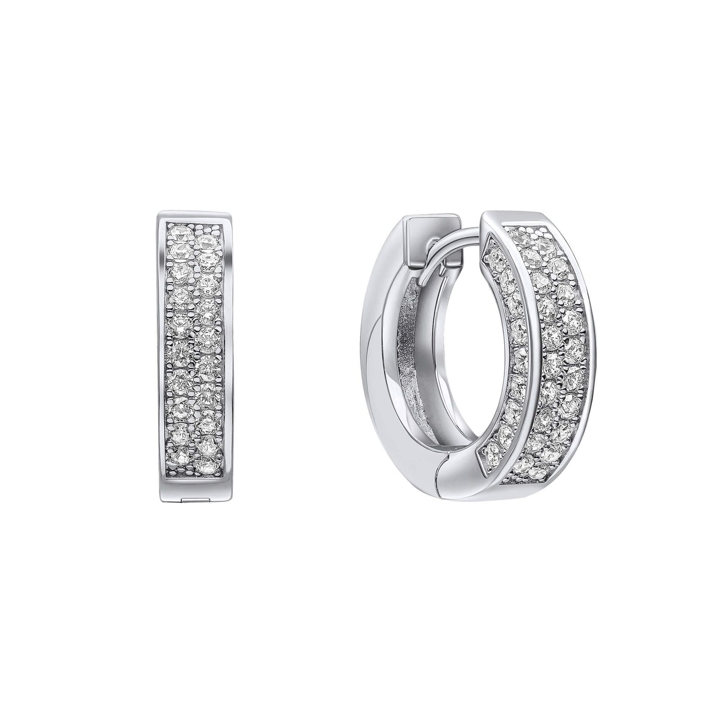 Diamonfire Half Pave Band Hoop Earrings