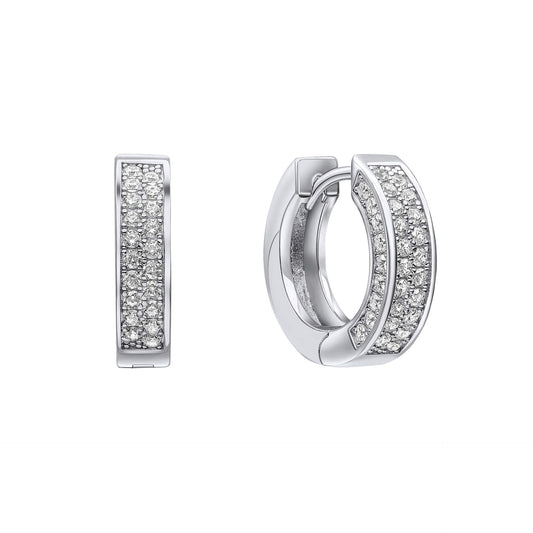 Diamonfire Half Pave Band Hoop Earrings