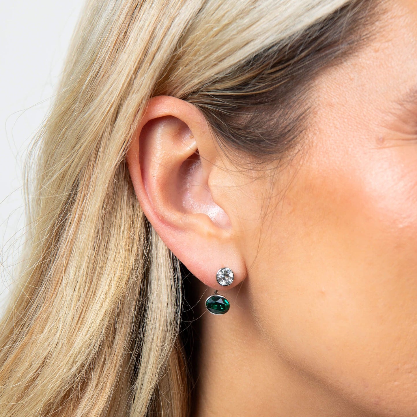 Fiorelli Front and Back Earrings with Oval and Round Crystal Shapes