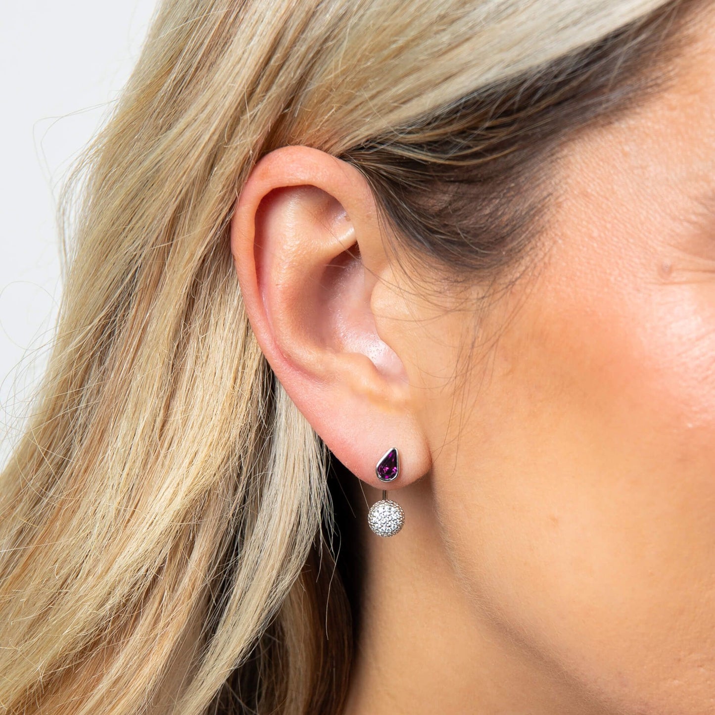 Fiorelli Front and Back Earrings with Pear and Round Crystal Shapes