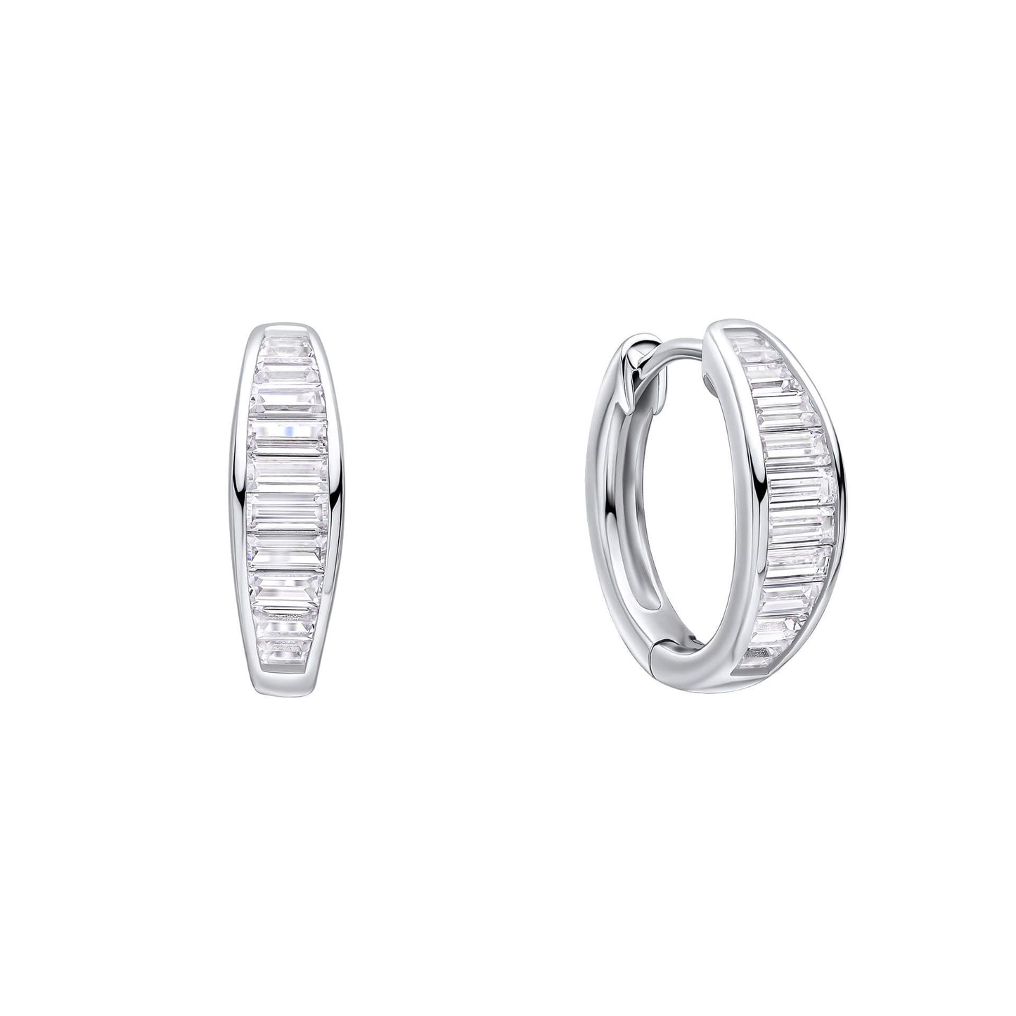 Diamonfire Channel Set Baguette Zirconia Hoop Earrings