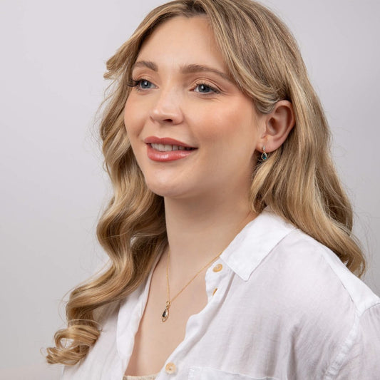 Teardrop Blue Topaz Earrings with Diamond in 9ct Gold