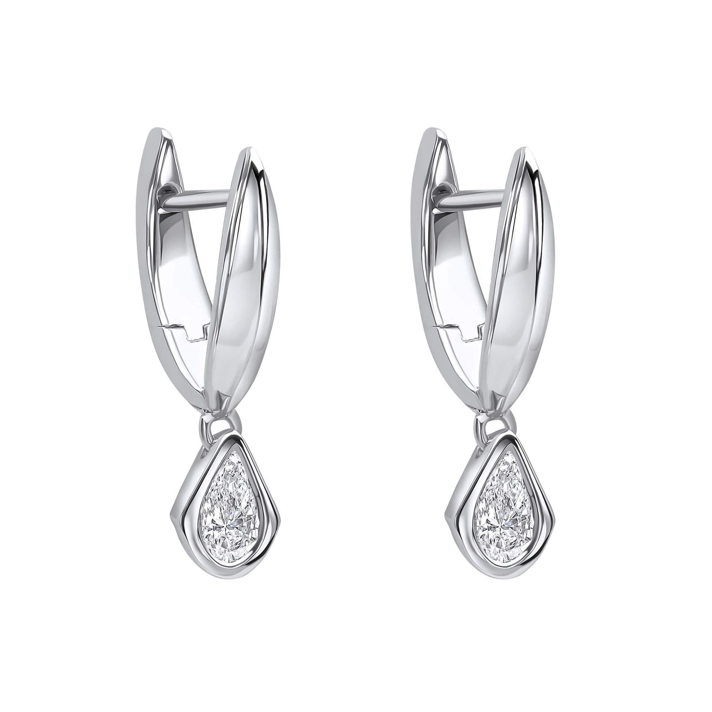 Reflections Pear Cut Knife Edge Hoop Earrings in Recycled 9ct Gold