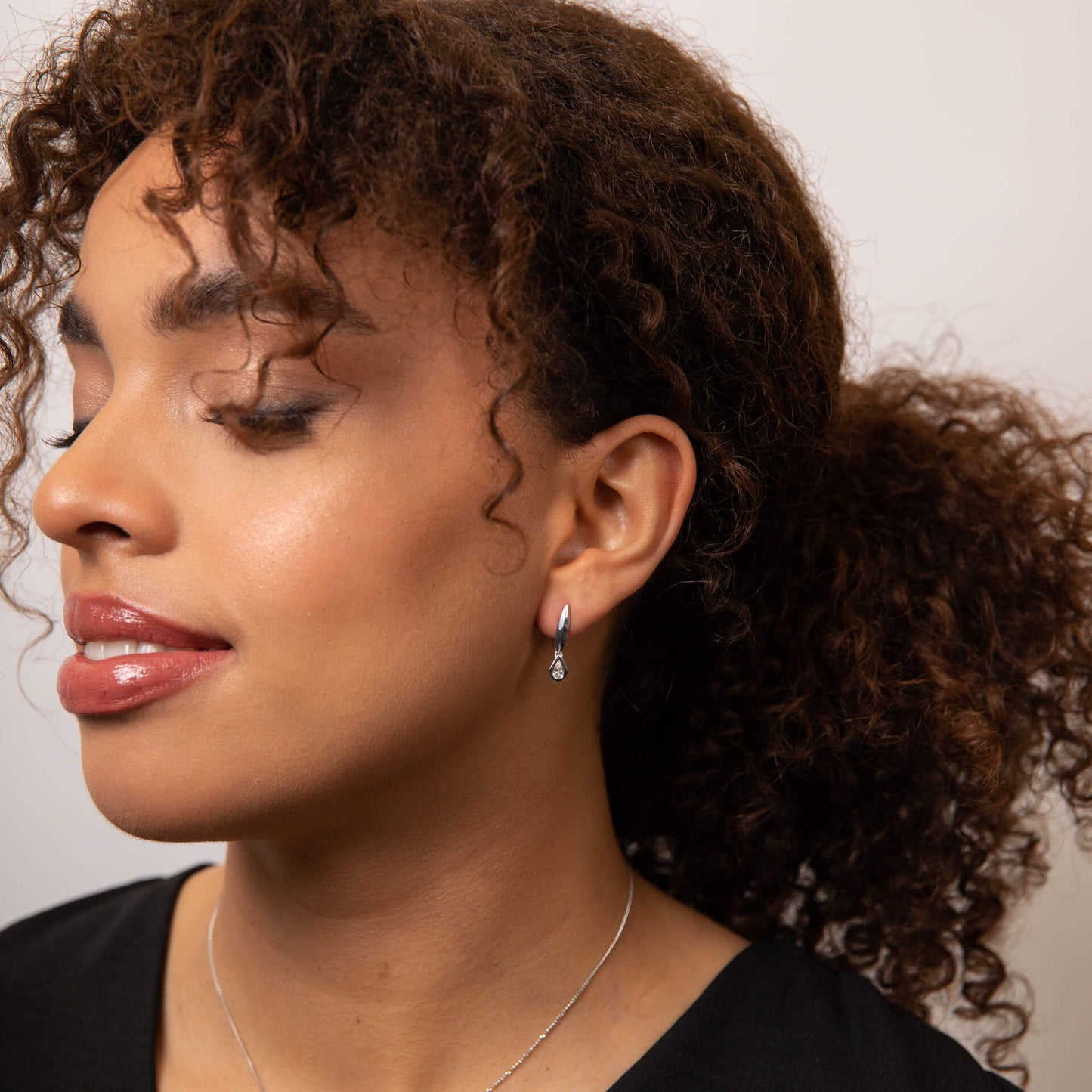 Reflections Pear Cut Knife Edge Hoop Earrings in Recycled 9ct Gold