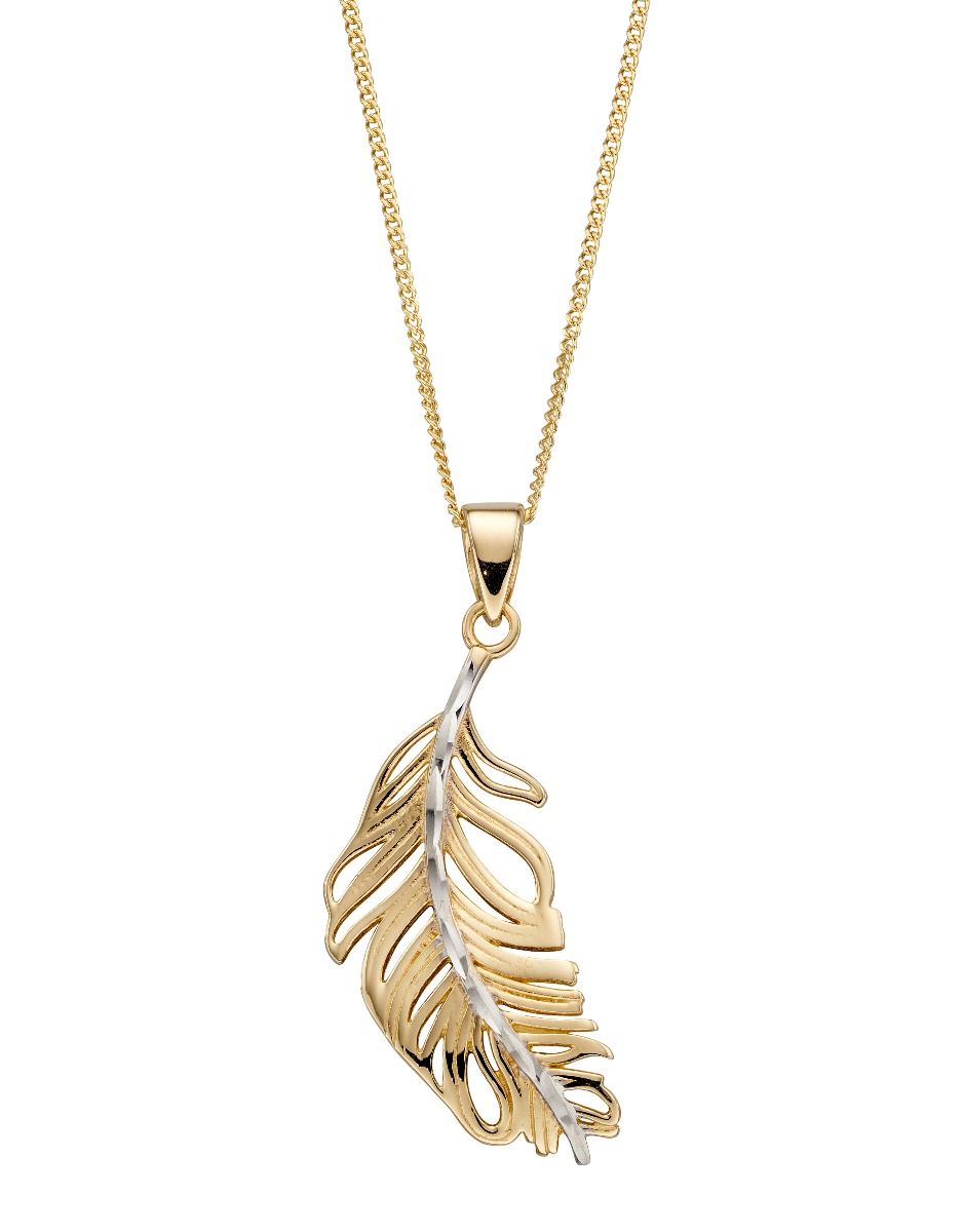 Feather Pendant in 9ct Gold