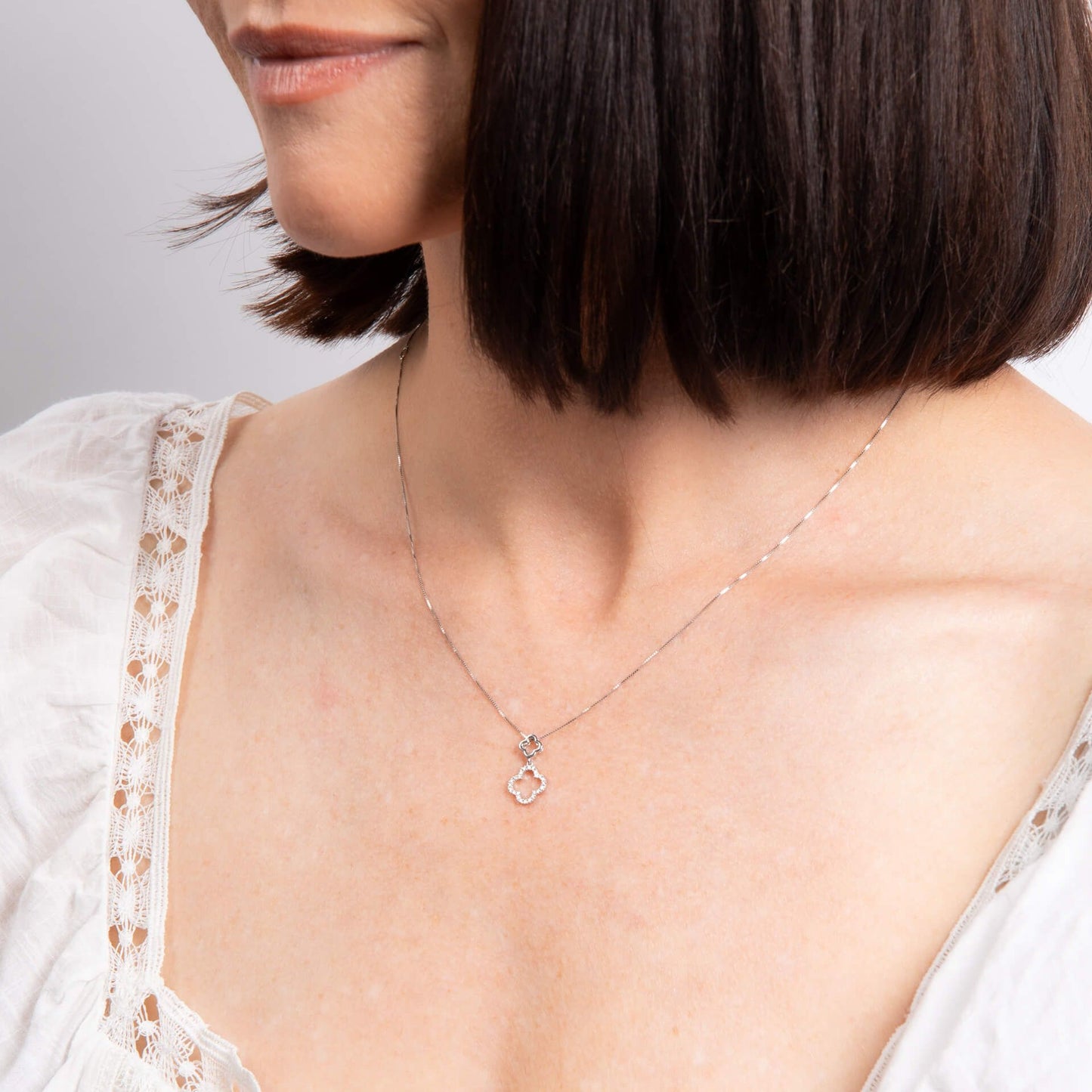 Diamond Quatrefoil Pendant in 9ct Gold