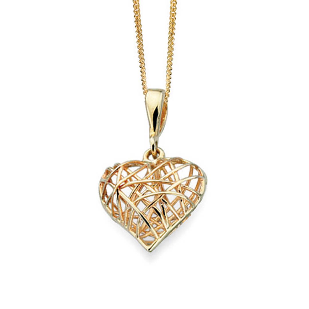 Caged Heart Pendant in 9ct Gold