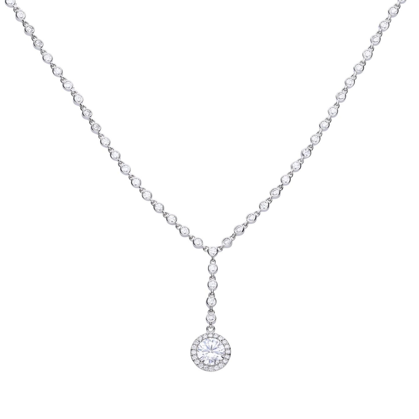 Diamonfire Pave Set Zirconia Drop Necklace
