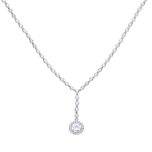 Diamonfire Pave Set Zirconia Drop Necklace