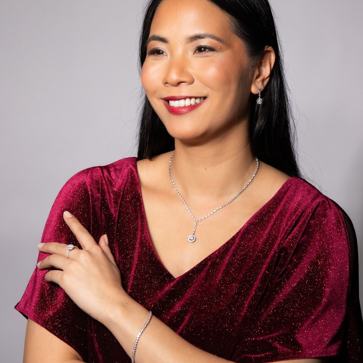 Diamonfire Pave Set Zirconia Drop Necklace