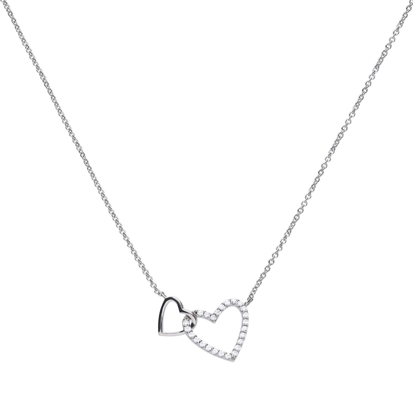 Diamonfire Linked Double Heart Necklace