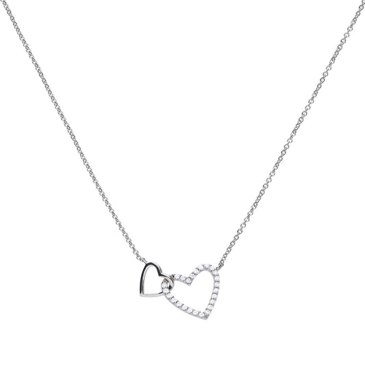 Diamonfire Linked Double Heart Necklace