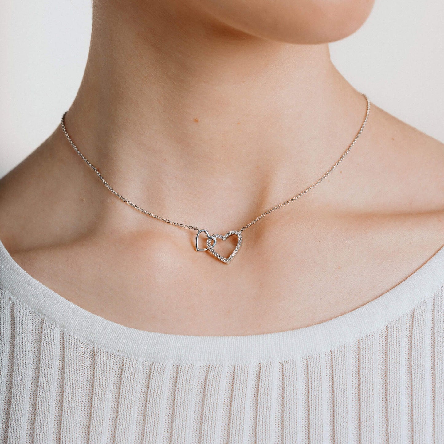 Diamonfire Linked Double Heart Necklace