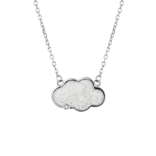 Pearlised Enamel Cloud Necklace with Diamond