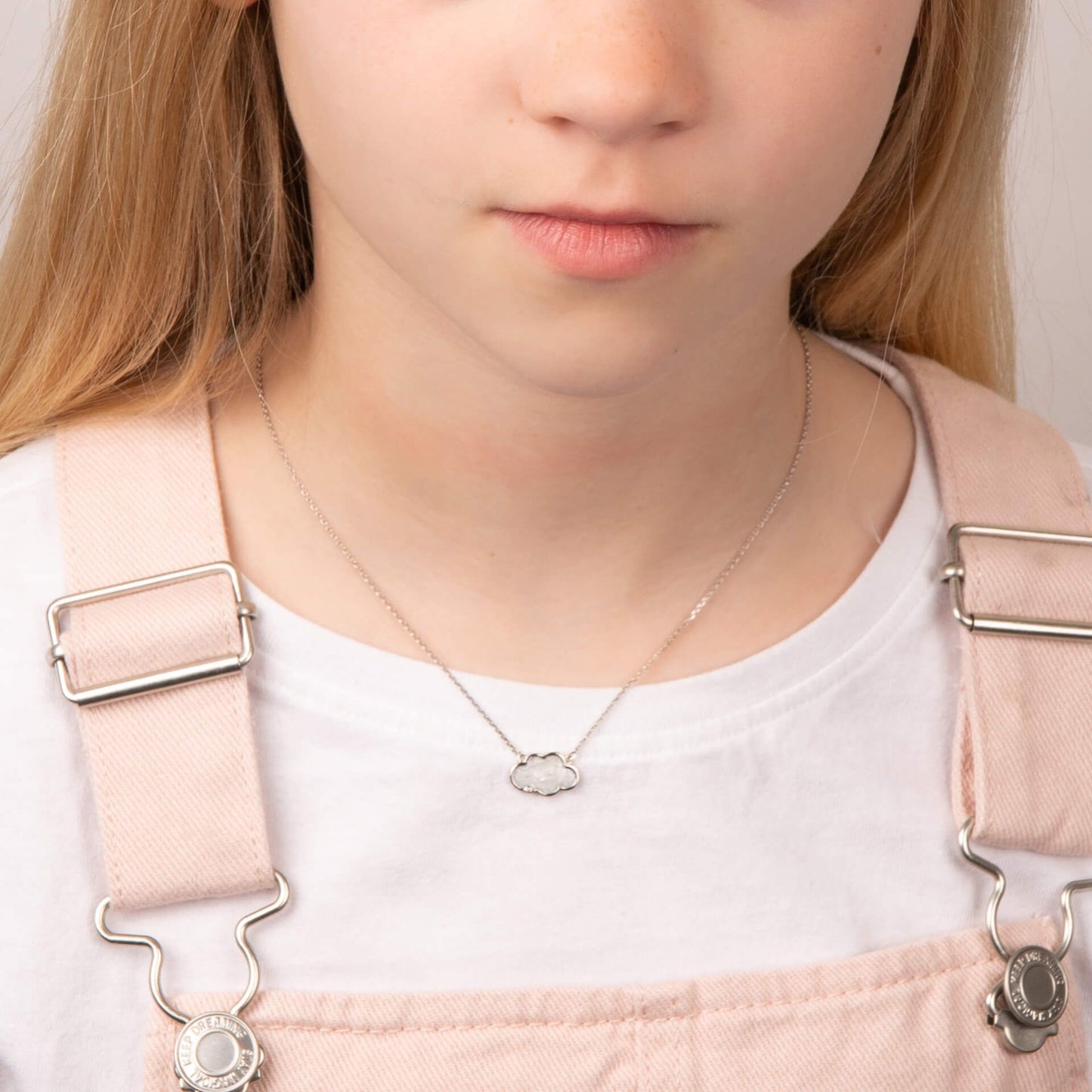 Pearlised Enamel Cloud Necklace with Diamond