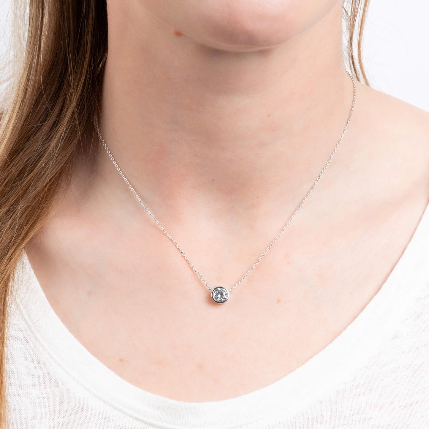Diamonfire Solitaire Bezel Zirconia Necklace