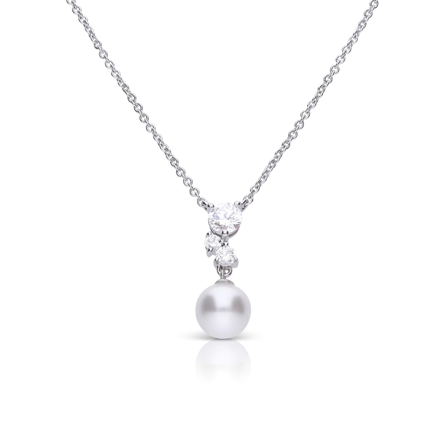 Diamonfire Shell Pearl Drop Necklace with Zirconia Cluster