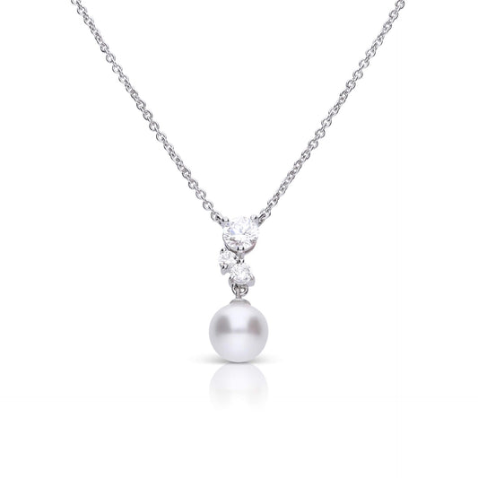 Diamonfire Shell Pearl Drop Necklace with Zirconia Cluster