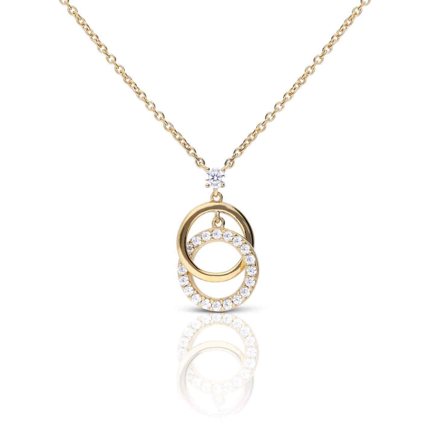 Diamonfire Interlinked Plain and Zirconia Rings Necklace