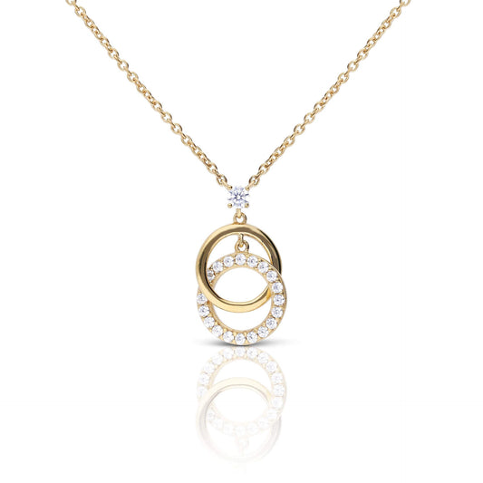 Diamonfire Interlinked Plain and Zirconia Rings Necklace