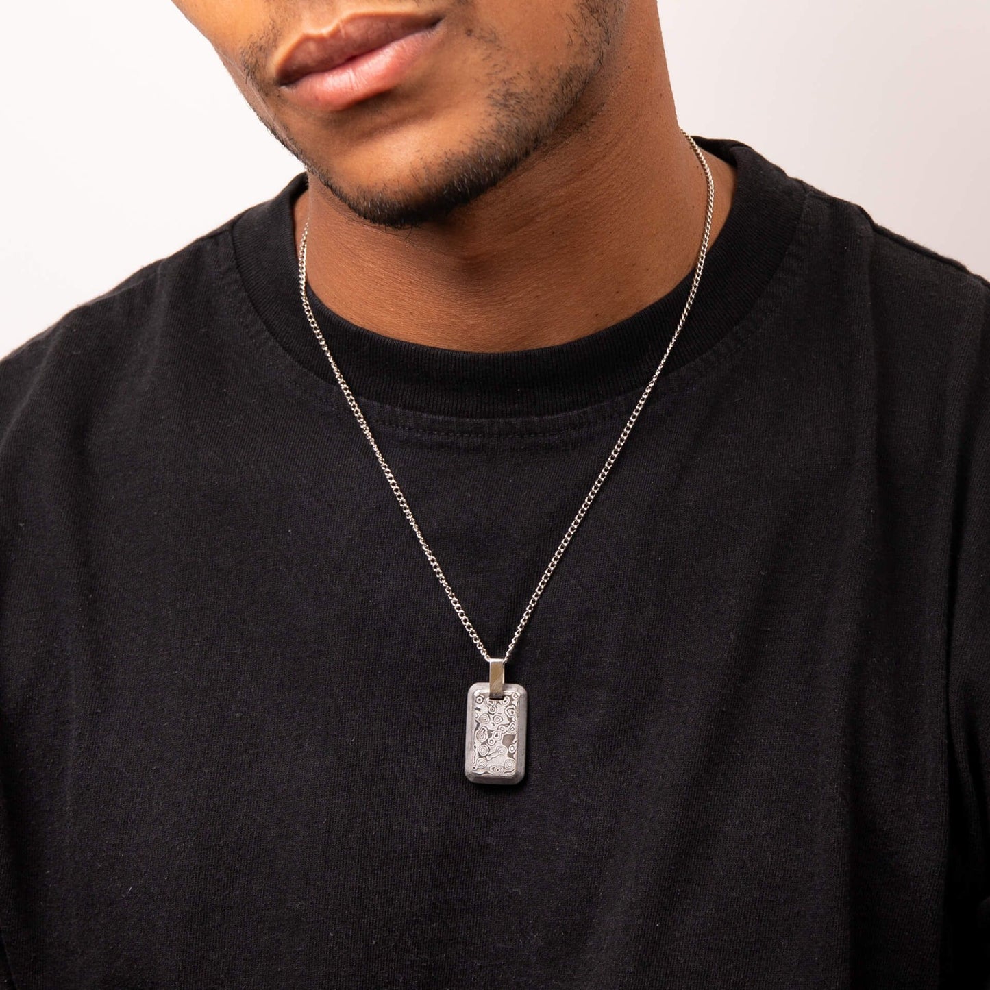 Fred Bennett Damascus Steel Rectangular Pendant