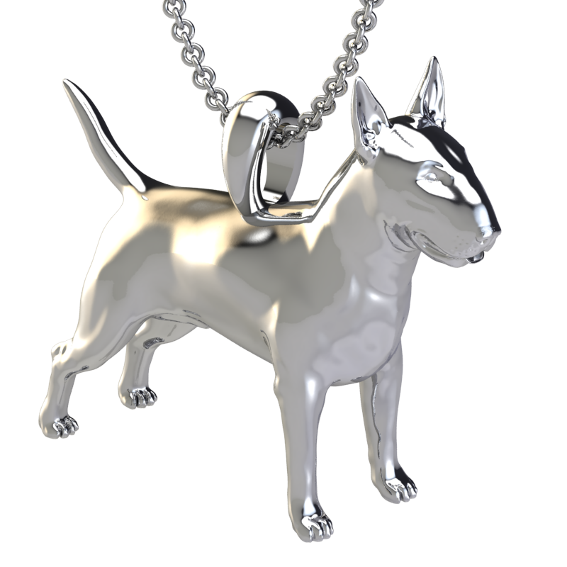 Silver dog pendant necklace with textured fur details on a chain, perfect accessory for dog lovers and jewellery enthusiasts worldwide, also available in solid gold. Made by Chris Simpson Designs in the United Kingdom.