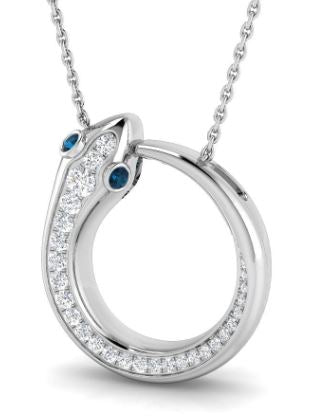 White Gold Diamond Snake Pendant.